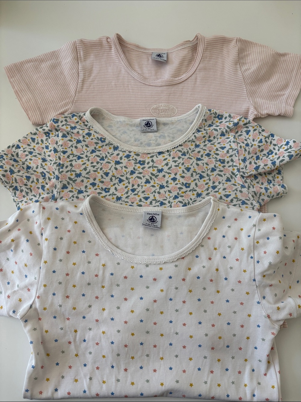 Petit Bateau Girls' Short Sleeve Tee Set - Pink, White, Multi